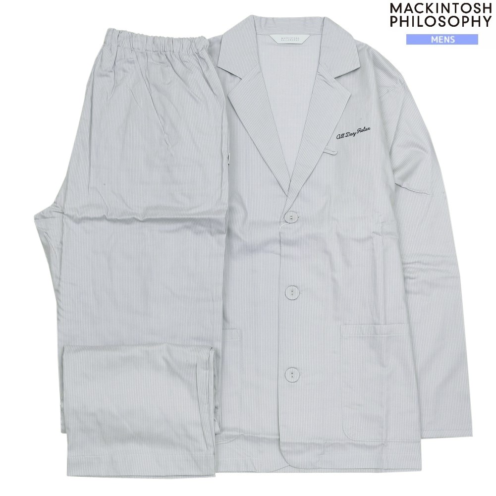 マッキントッシュ パジャマ MACKINTOSH PHILOSOPHY 38%OFF メンズ ブランド ギフト プレゼント 日本製 ストライプ 前開き 紳士 長袖 長ズボン グレー 24/5/5 300524｜ａｎｅｗ