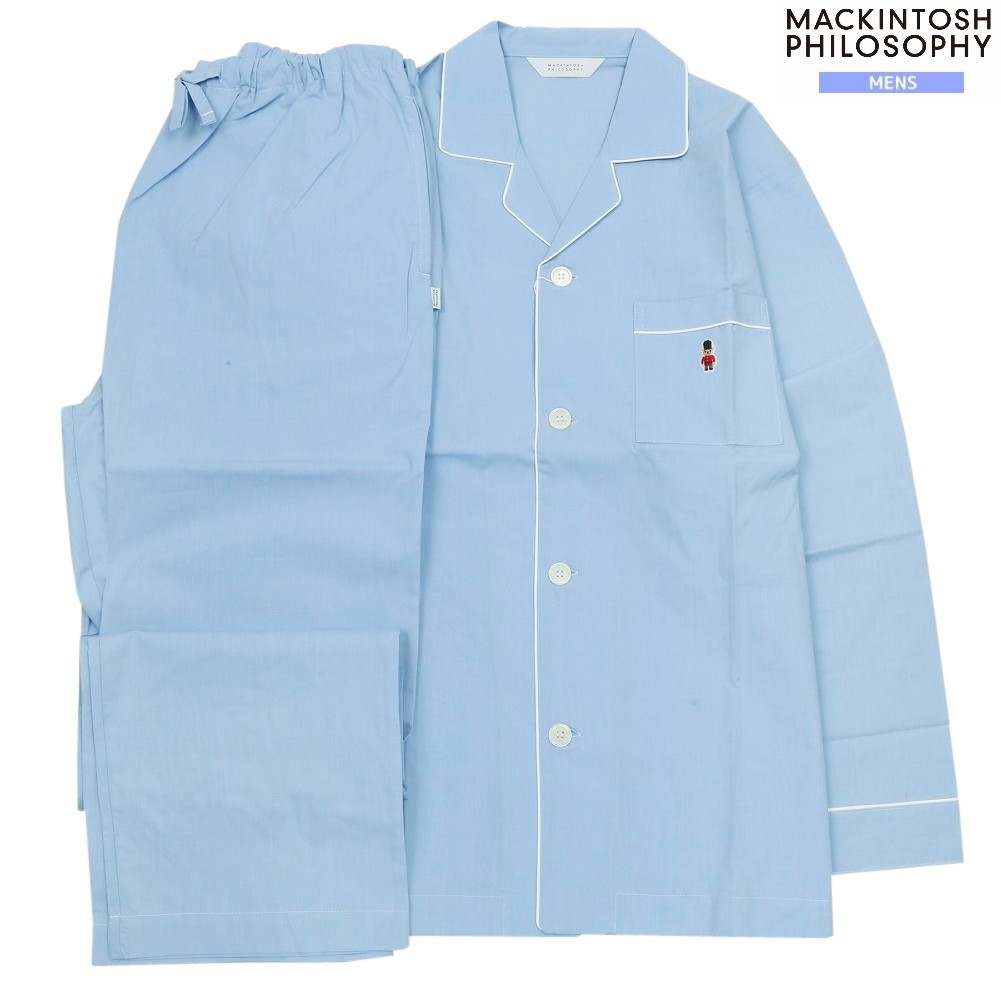 マッキントッシュ パジャマ MACKINTOSH PHILOSOPHY 15%OFF メンズ ブランド ギフト プレゼント ブロードシャンブレー生地 前開き 紳士 長袖 長ズボン 水色 25/1/4 230125｜ａｎｅｗ
