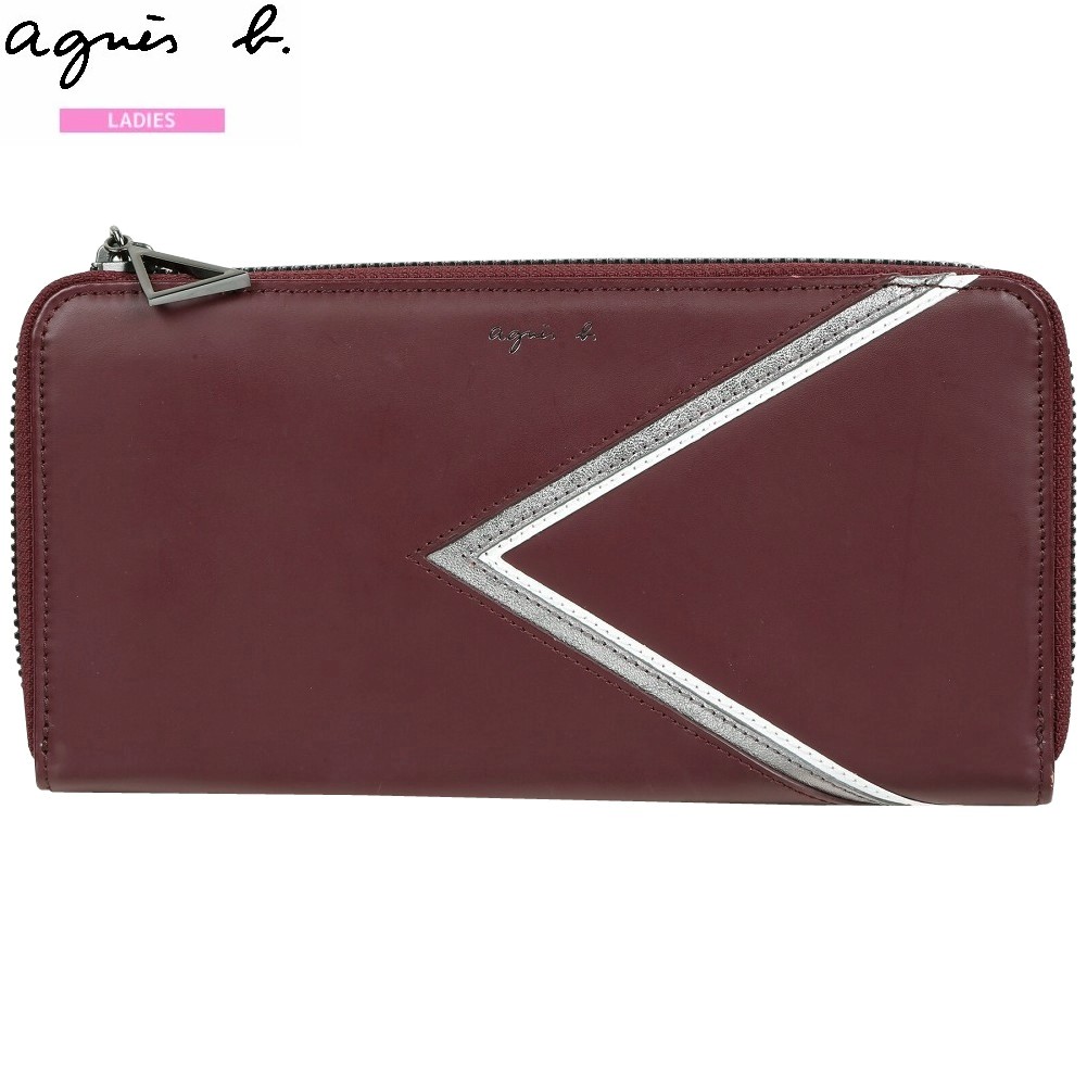 訳あり特価 アニエスベー 長財布 agnes b. レディース ブランド 本革 レザー ラウンドファスナー ワイン 24/7/4 260724