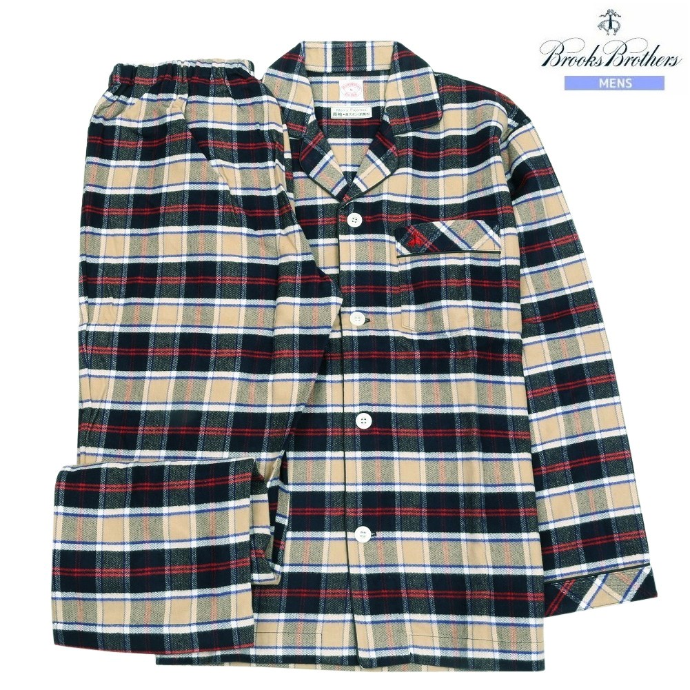 ブルックスブラザーズ パジャマ Brooks Brothers 28%OFF メンズ ブランド ギフト プレゼント 秋冬 ハイヒートネル タータンチェック 前開き 紳士 長袖 長ズボン ベージュ 25/1/5 300125｜ａｎｅｗ