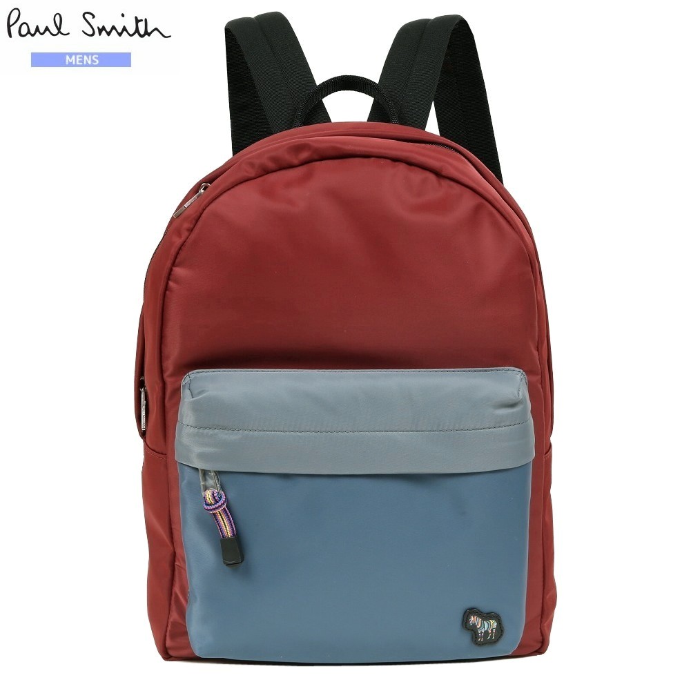サンプル品 ポールスミス リュック PS Paul Smith メンズ ブランド 軽量 カラーブロックゼブラ ナイロン ワイン 25/1/5 300125｜ａｎｅｗ