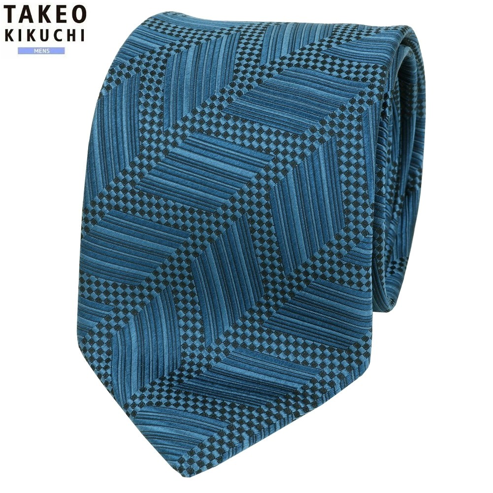 タケオキクチ ネクタイ TAKEO KIKUCHI 26%OFF メンズ ブランド ギフト プレゼント 日本製 ハンドメイド 【THE FLAGSHIP】 ランダム綾紋様 シルク 青緑 25/2/5 270225