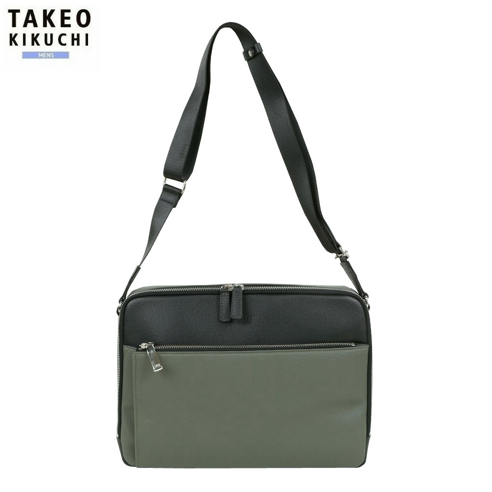タケオキクチ ショルダーバッグ TAKEO KIKUCHI 31%OFF メンズ ブランド 撥水 テフロン加工 ライニング A4 カーキ 25/4/2 100425｜ａｎｅｗ