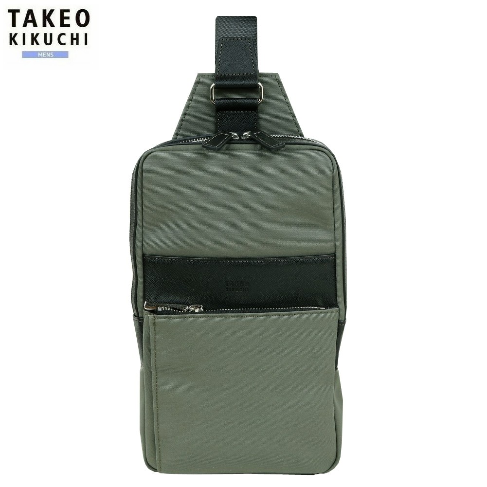 タケオキクチ ワンショルダーバッグ TAKEO KIKUCHI 30%OFF メンズ ブランド 撥水 テフロン加工 ライニング ボディバッグ カーキ 25/4/2 100425
