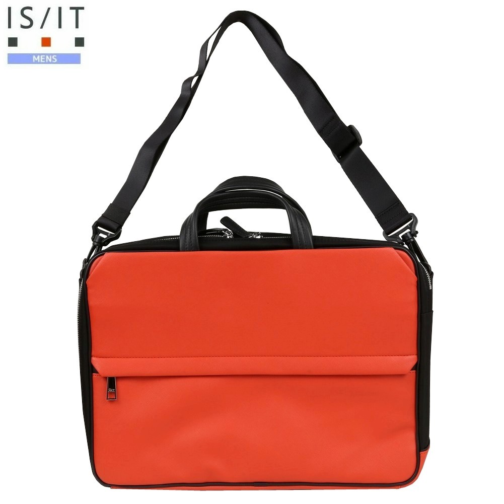 イズイット ビジネスバッグ IS/IT 62%OFF メンズ ブランド サフィール 撥水 3WAY リュック ショルダー A4 橙 1704BE