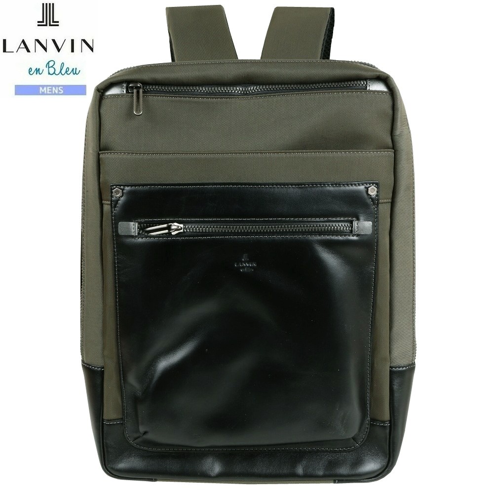 ランバンオンブルー リュック LANVIN en Bleu 31%OFF メンズ ブランド 本革 テック レザーコンビ ナイロン 13.3インチ PC対応 カーキ 0210BE｜ａｎｅｗ 16,060円
