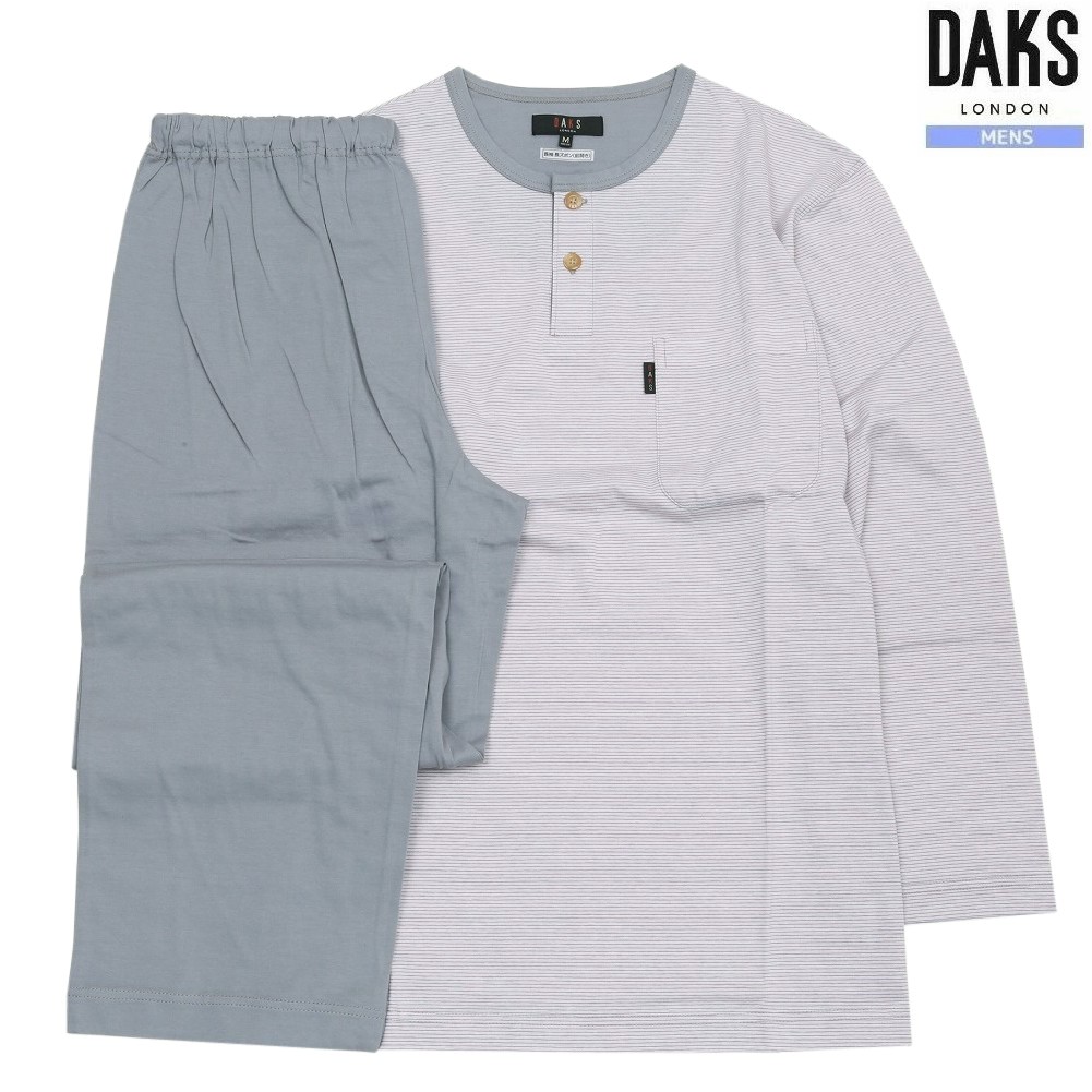 DAKS パジャマ ダックス 15%OFF メンズ ブランド ギフト プレゼント 日本製 細ボーダー ヘンリーネック 紳士 長袖 長ズボン ピンク 2011BE 9,075円