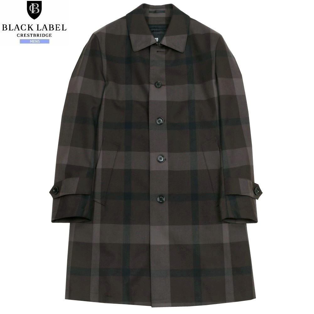 黒いこと付け札 ステンカラー厚地の外套 BLACK LABEL CRESTBRIDGE 30%OFF メンズ ブランド名 ラインドライヴ付き添い人 テクニカルウール クレストブリッジチェック 茶 2711BE