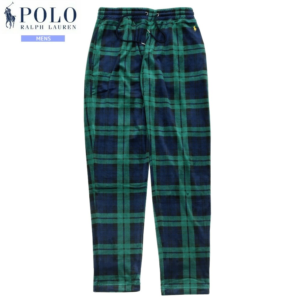 【新古品】ポロ・ラルフローレン か細いズボン下 POLO RALPH LAUREN メンズ ブランド名 ブラッシュドベロア お部屋お召しもの 緑 0412BE