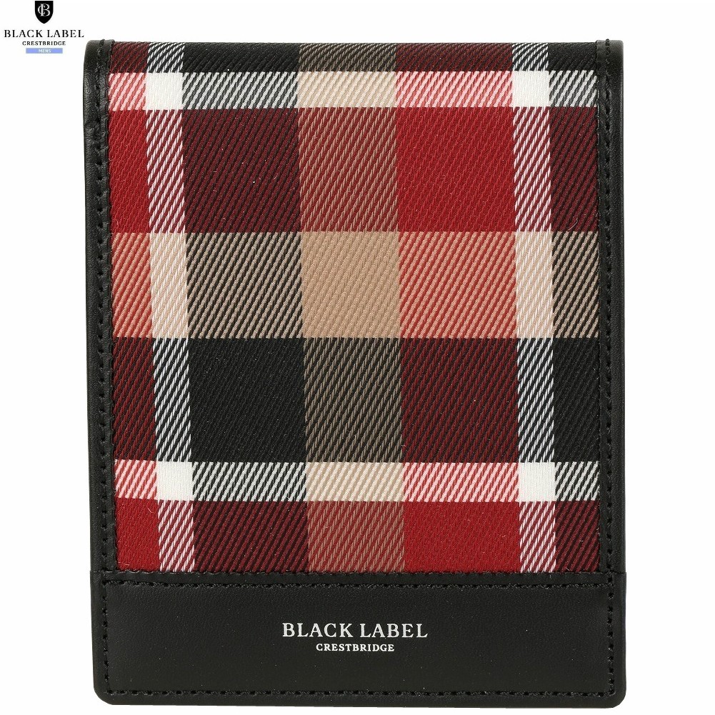 ブラックレーベル クレストブリッジ 二つ折り財布 BLACK LABEL CRESTBRIDGE 25%OFF メンズ ブランド ギフト プレゼント 日本製 クレストブリッジチェック 小銭入れなし 赤 2612BE