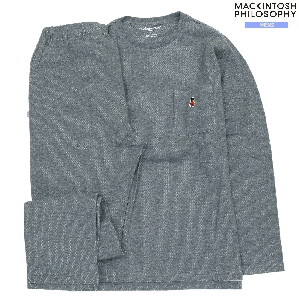 マッキントッシュ パジャマ MACKINTOSH PHILOSOPHY 31%OFF メンズ ブランド ギフト プレゼント バッキンガムベア クルーネック 紳士 長袖 長ズボン 暗グレー 0602BF