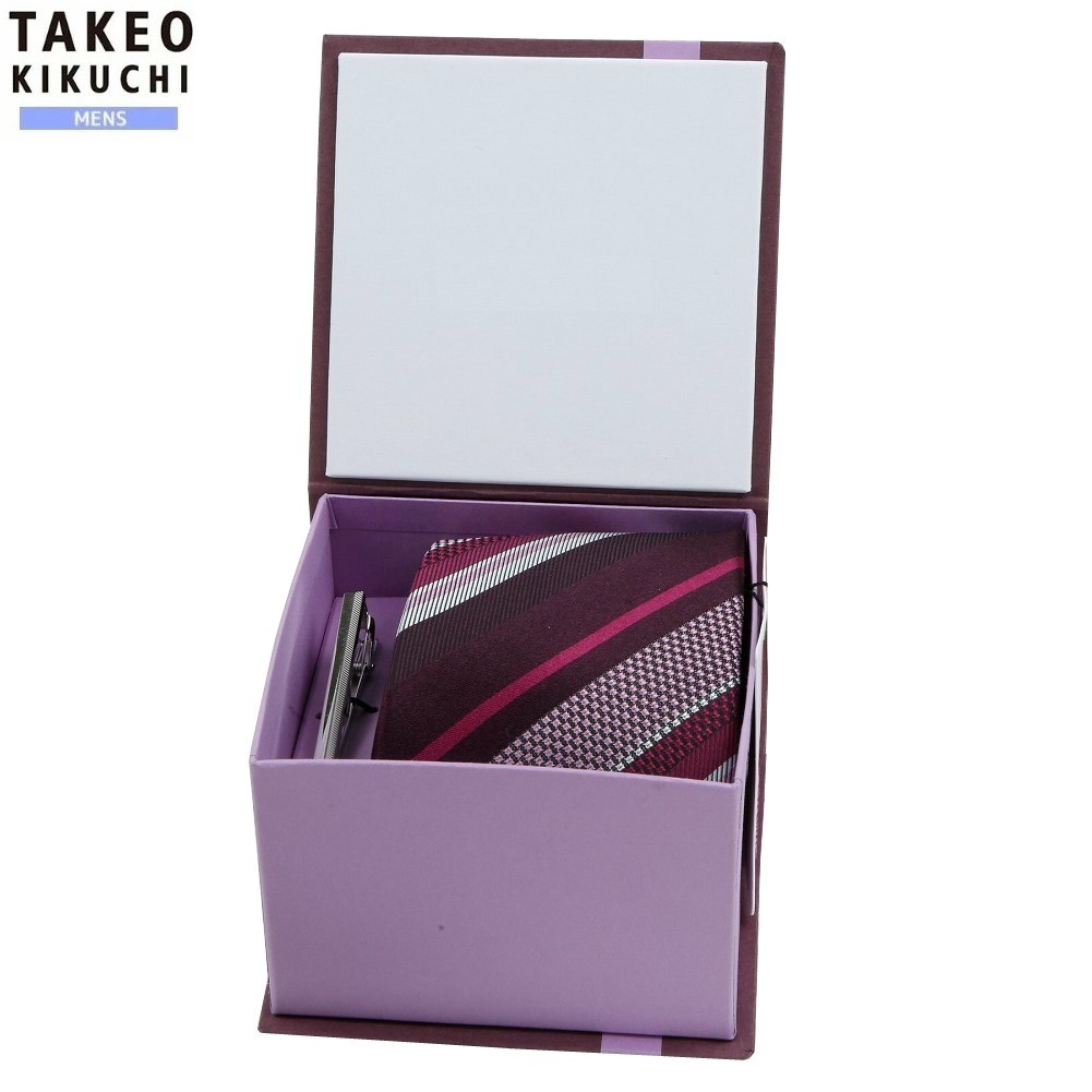 タケオキクチ タイ ＆ 五分五分赤ちょうちん 書き割り TAKEO KIKUCHI 28%OFF メンズ ブランド名 差し上げ物 差し上げ物 提げ篭縞模様 【BOX書き割り】 ブドウ酒 2002BF
