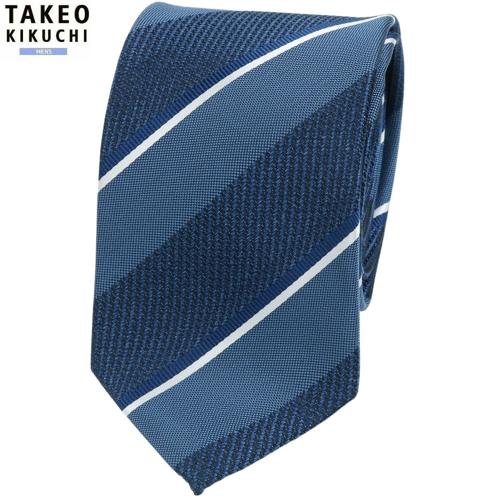 タケオキクチ ネクタイ TAKEO KIKUCHI 28%OFF メンズ ブランド ギフト プレゼント 日本製 ハンドメイド 京都丹後 タッサーバスケット ストライプ シルク 青 2702BF|anew