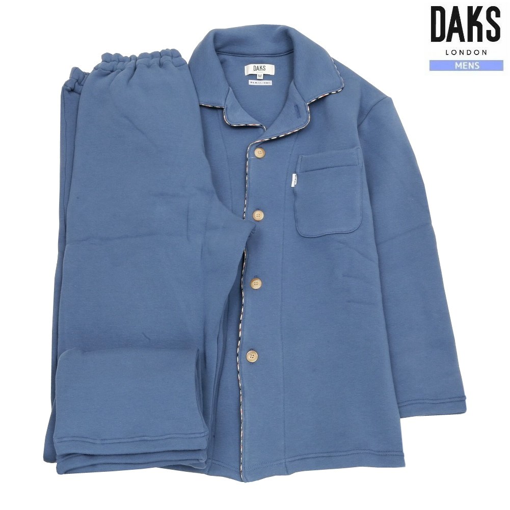 DAKS パジャマ ダックス 40%OFF メンズ ブランド ギフト プレゼント 秋冬 真冬対応 日本製 ベア裏毛起毛 パイピング 前開き 紳士 長袖 長ズボン 紺 0703BE