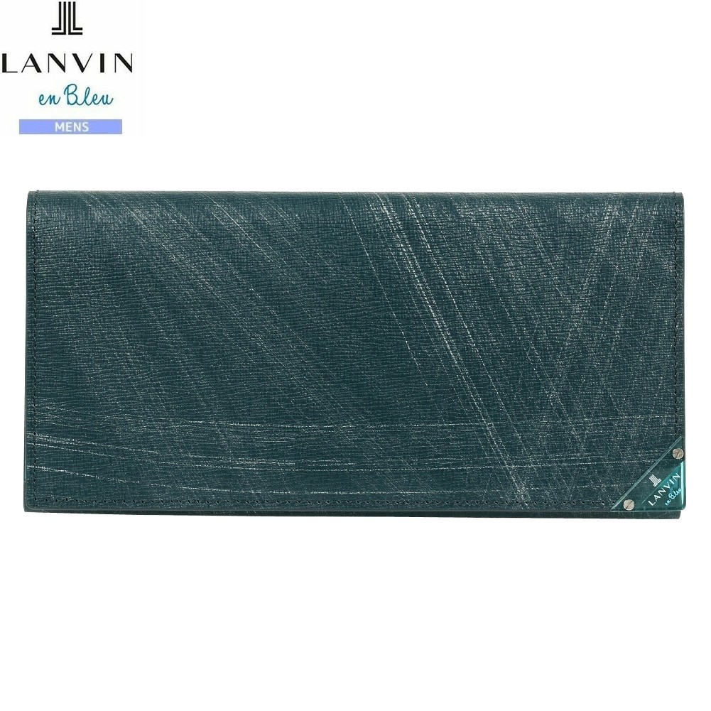 箱なし ランバンオンブルー 長財布 LANVIN en Bleu メンズ ブランド 本革 アクア レザー 緑 1604BF