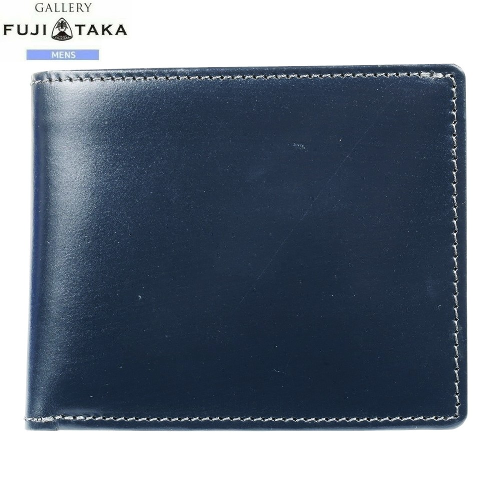 訳あり商品 フジタカ 二つ折り財布 FUJITAKA メンズ ブランド 日本製 本革 ジョセフ ブライドルレザー 紺 1604BF 9,240円
