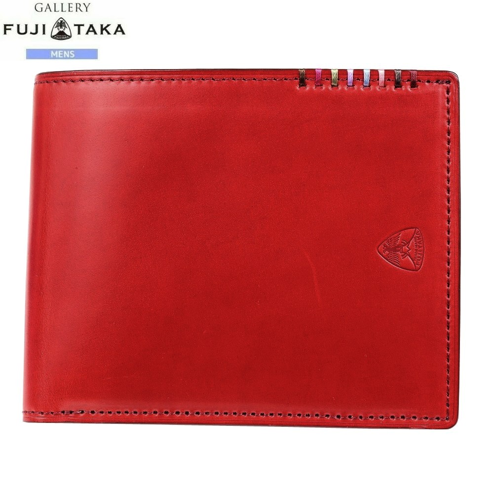 訳あり商品 フジタカ 二つ折り財布 FUJITAKA メンズ ブランド 日本製 本革 フォール オイルコードバン 赤 1604BF