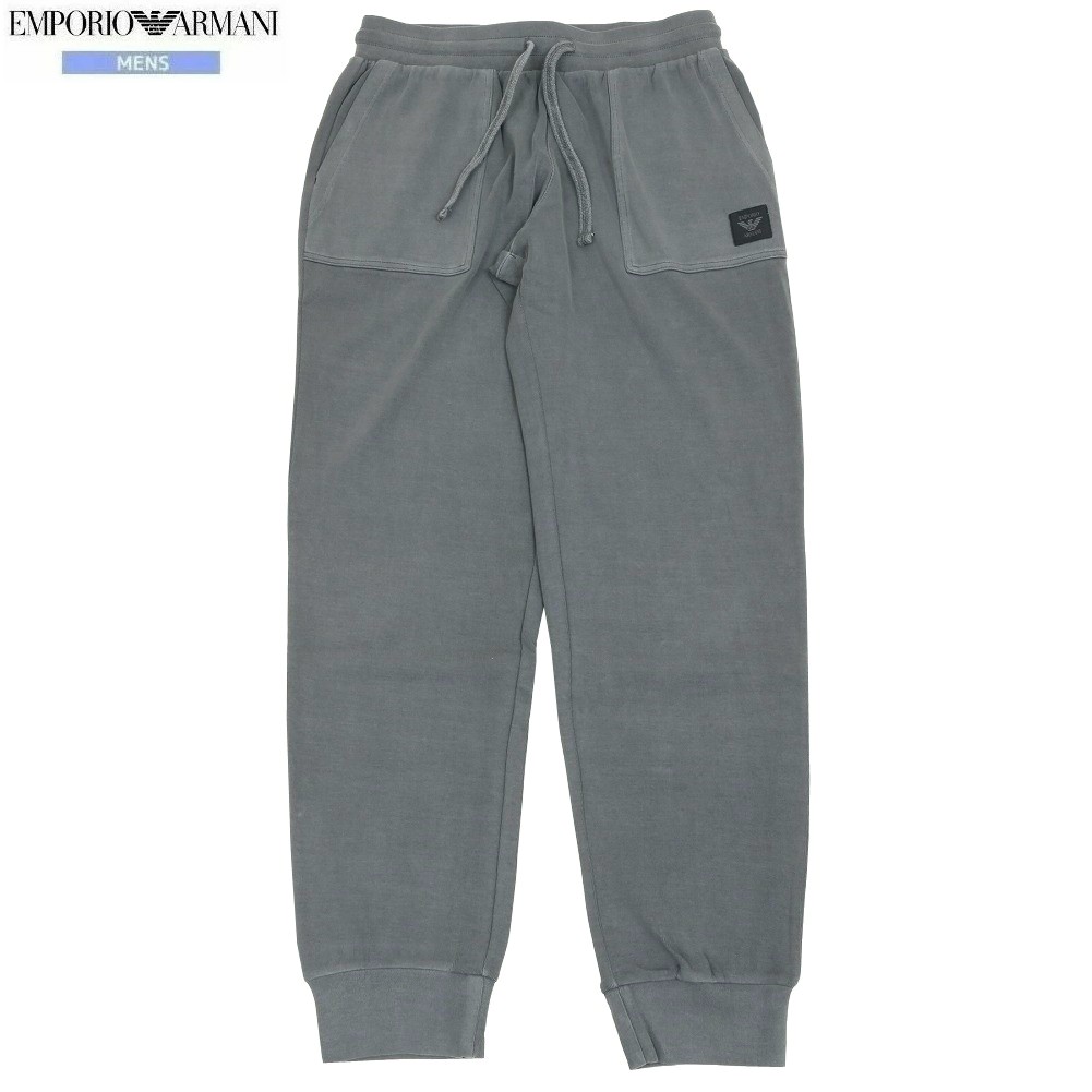 新古品 エンポリオアルマーニ スウェットパンツ EMPORIO ARMANI 16%OFF メンズ ブランド名 GARMENT DYED 待ち合い室お召しもの 薄墨色 2304BF