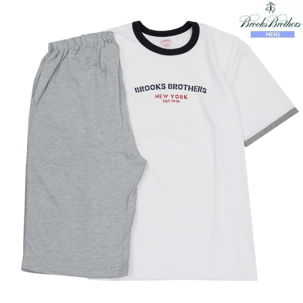 ブルックスブラザーズ パジャマ Brooks Brothers 23%OFF メンズ ブランド名 差し上げ物 差し上げ物 夏にオススメ DRY-X バーズアイ 労働者の一団のど首 成人男性 半袖 5分丈ズボン 白 1505BF