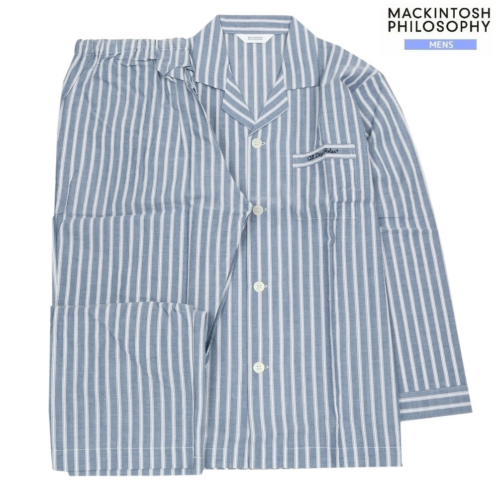 マッキントッシュ パジャマ MACKINTOSH PHILOSOPHY 22%OFF メンズ ブランド名 差し上げ物 差し上げ物 縞模様 前食い違い 成人男性 長袖 長ズボン 紺 1505BF