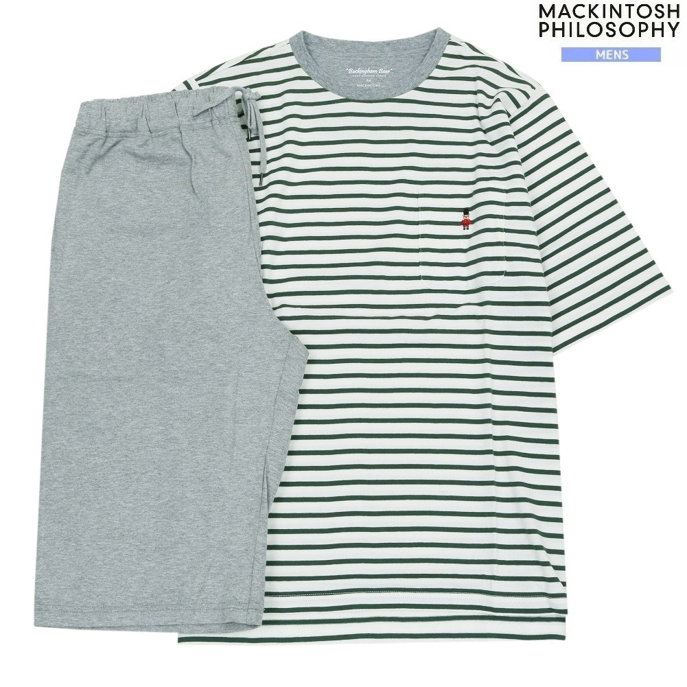 マッキントッシュ パジャマ MACKINTOSH PHILOSOPHY 33%OFF メンズ ブランド名 差し上げ物 差し上げ物 40/2天竺間借り人 バッキンガムベア 労働者の一団のど首 成人男性 半袖 半ズボン 緑 1505BF