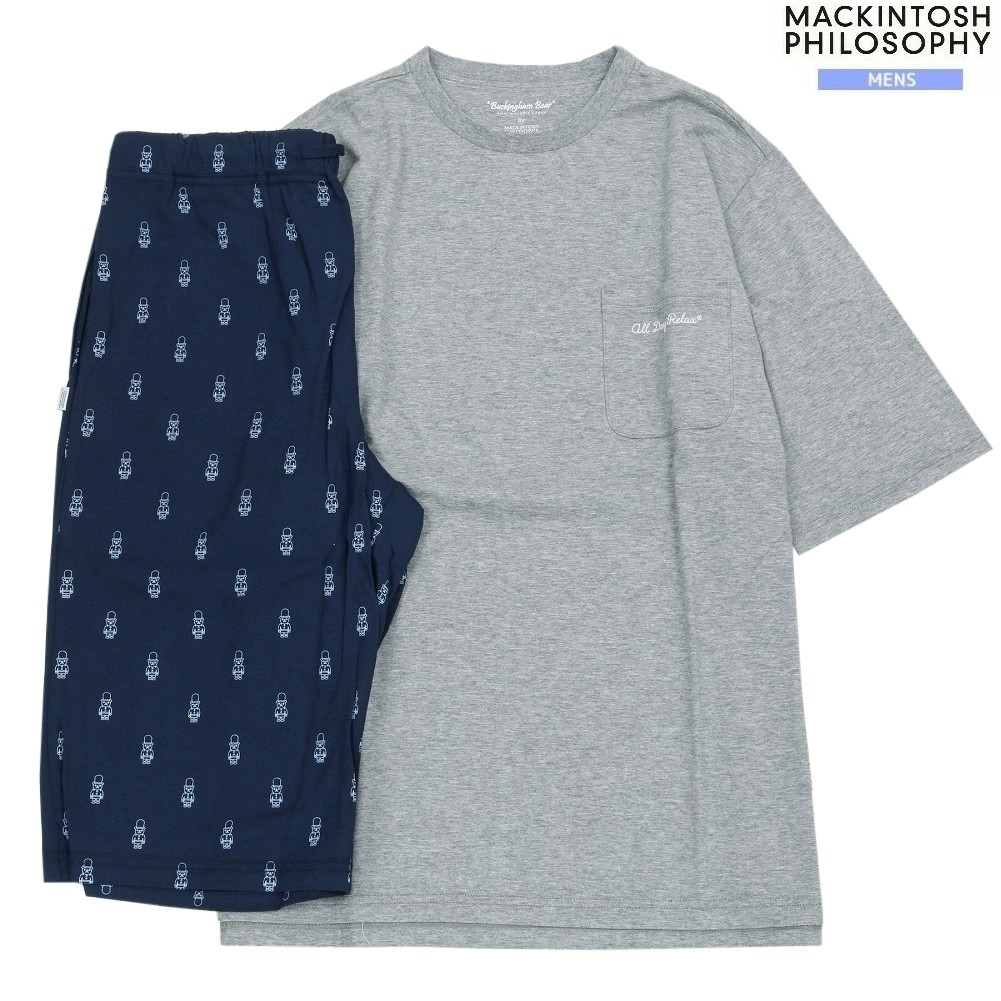 マッキントッシュ パジャマ MACKINTOSH PHILOSOPHY 29%OFF メンズ ブランド名 差し上げ物 差し上げ物 天竺無地半袖労働者の一団＋天竺刷り上げるベア 成人男性 半袖 半ズボン 薄墨色×紺 1505BF
