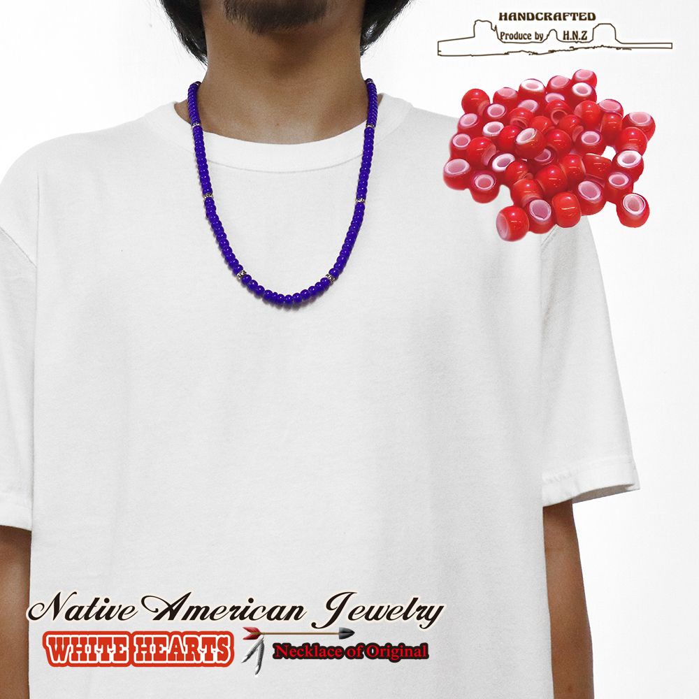 ネックレス メンズ 8mm ホワイトハーツ ビーズ ネイティブアメリカン メンズジュエリー Whnk 003 格安saleスタート