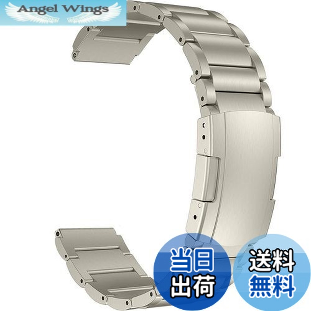 【送料無料】MaKTech チタンバンド、20mm軽量ワンピースメタルリンクブレスレット、Samsung Galaxy Watch 7 FE 6 5 4,40/42/43/44/45/46/47mm,Huawei GT 4/3-41/42mmに対応 (チタン色)