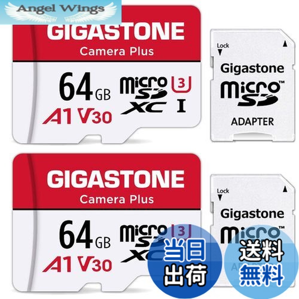【貨物輸送無料】Gigastone マイクロSD歌留多 64GB 2個仕掛ける 盛りだくさん固定ディスク 2 SDアダプター付き添い人 2 ミニ納める入れもの付き添い人 SDXC U3 Class 10 95MB/S UHS-I Full 固定ディスク 画像