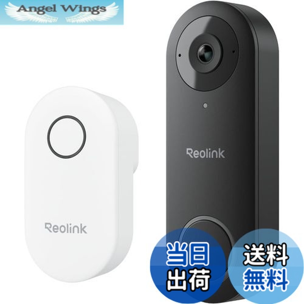 【送料無料】REOLINK ビデオドアベル ワイヤレス 500万画質 2.4/5GHz WiFi 玄関チャイム付き 180°超広角 ビデオドアホン Alexa対応 双方向音声 AI人体検知 プリモーション録画 検知エリア設定 遠隔監視 盗難防止 屋外防水家族共有 Video Doorbell WiFi