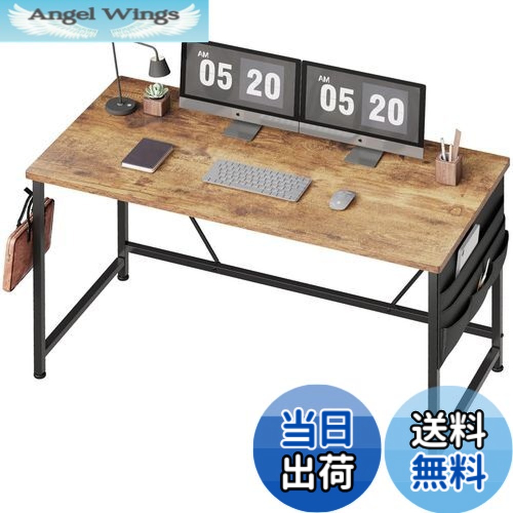【送料無料】YeTom 机 デスク パソコンデスク pcデスク 幅120*奥行55cm つくえ 収納袋付き勉強机 フック付き学習机 組立簡単 テレワーク ビンテージ