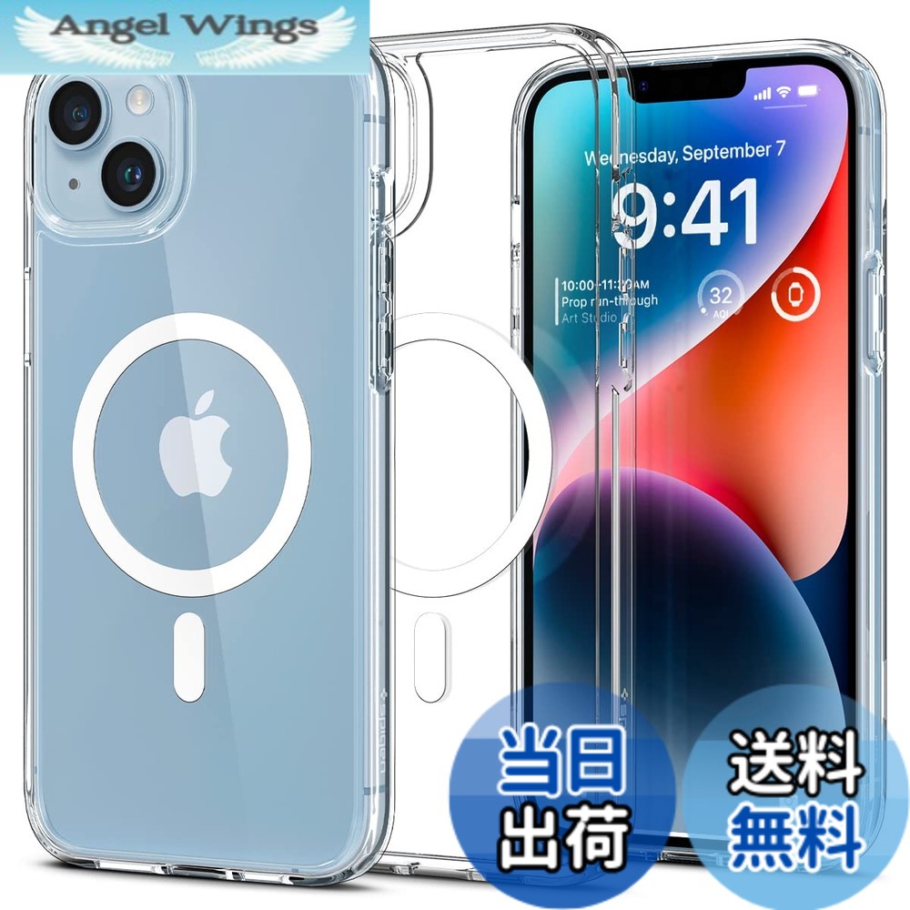 【送料無料】Spigen iPhone14 ケース MagSafe クリア 耐衝撃 米軍MIL規格取得 マグネット搭載 黄変抑制 2重構造 すり傷防止 マグセーフ 適用カバー ワイヤレス充電対応 ウルトラ・ハイブリッド マグフィット ACS05048 (ホワイト)