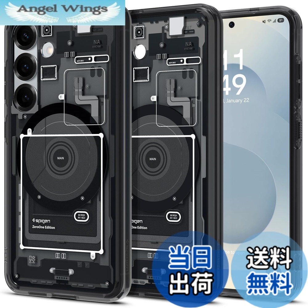【送料無料】Spigen Galaxy S25 ケース Magfit対応 クリア ストラップホール 米軍MIL規格 ウルトラ・ハイブリッド・マグフィット ACS09003 (ゼロ・ワン・ブラック)