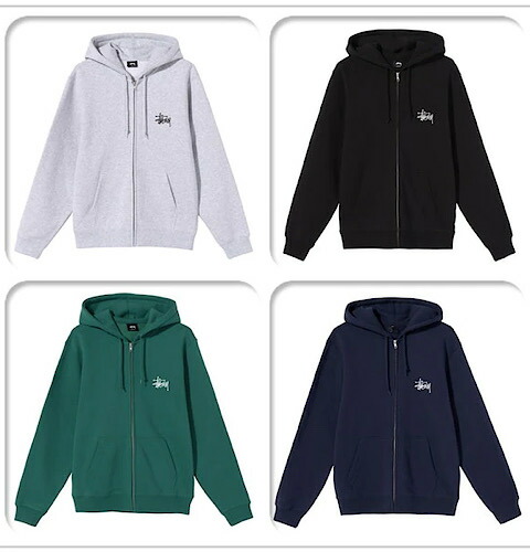 ステューシー BASIC STUSSY ZIP HOODIE 裏起毛 スウェット ジップパーカー プルオーバー