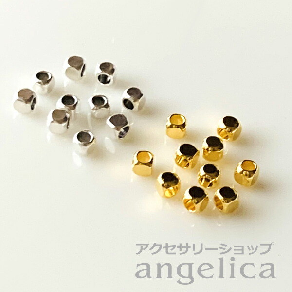 楽天市場】真鍮製 メタルビーズ ゴールド シルバー キューブ 多面