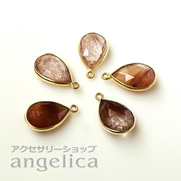 フレームストーン 天然石 ドロップ コネクター アンデシン シルバー925 ゴールド アクセサリーショップangelica
