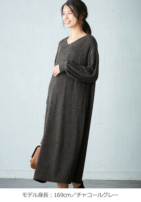 楽天市場 2点以上で10 Offクーポン P3倍 お買い物マラソン限定 マタニティ ワンピース 授乳口付 産前産後用 袖バルーンニットソーワンピース 産前 産後 授乳服 妊婦服 マタニティー マタニティワンピース 秋 冬 秋冬 マタニティ授乳服ベビー Angeliebe