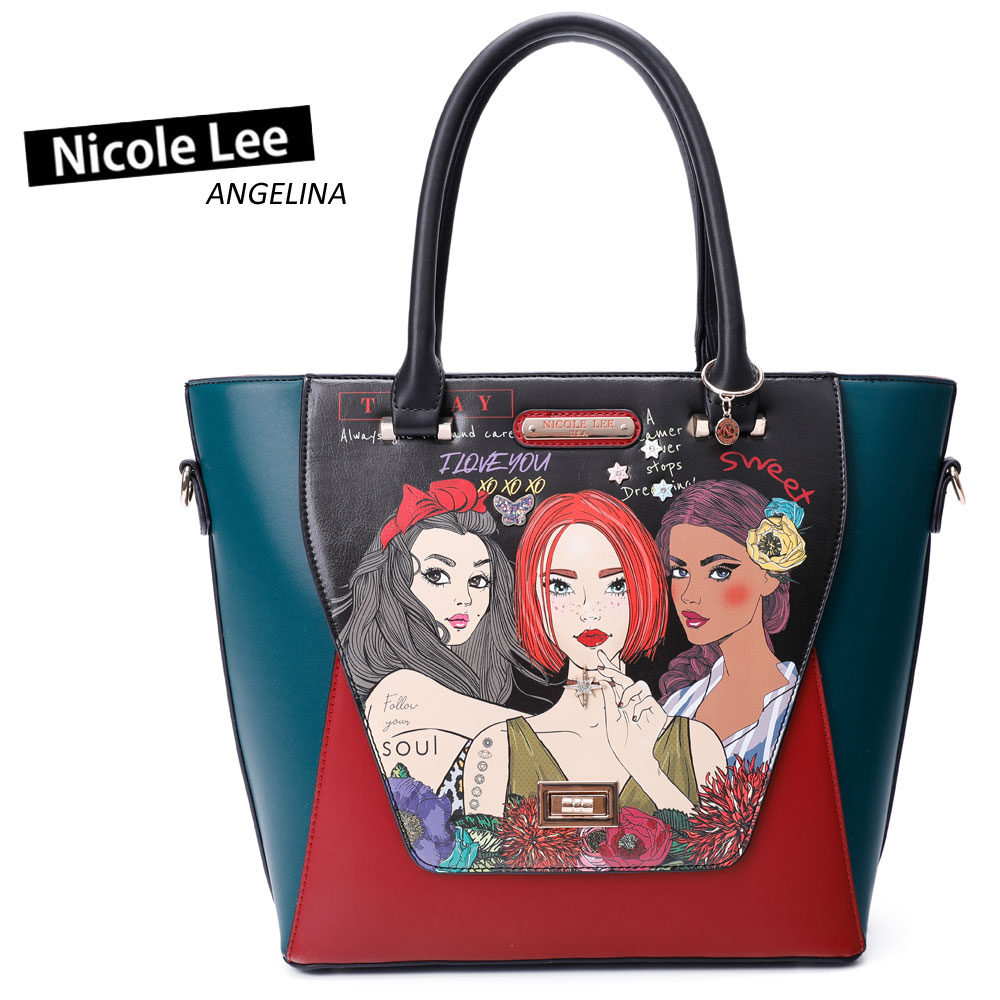 楽天市場 数量限定 Nicole Lee ニコールリー Nsd15061 Never Stop Dreaming クラシカル レトロ ガール トート バッグ ショルダー フラワー柄 ビーガン レディース バッグ A4 底鋲 ヴィーガン 人気 ブランド 30代 40代 20代 グリーン バイカラー Angelina アンジェリーナ