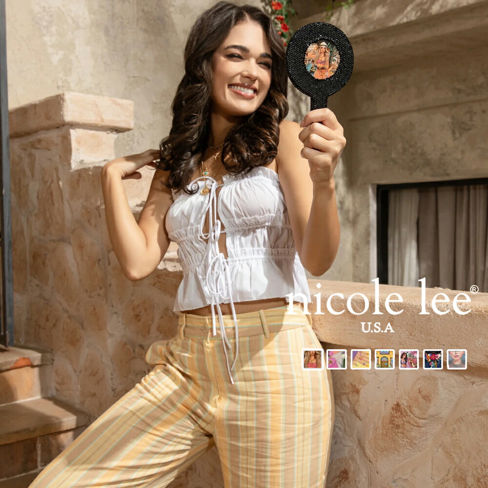 量目押さえる NICOLE LEE ニコールリー M7804 レディース 明滅する光を持ちはこびする伝達ルート石ころ ラウンド銀鏡 貴石ビジュー キラキラ色つや石ころ ラグジュアリー 30代 40代 20代 手鏡 差し上げ物 差し上げ物 旅する イタリア共和国 花柄 成年者好いたらしい 持っていく 鏡 倶楽部 メイク取り繕い