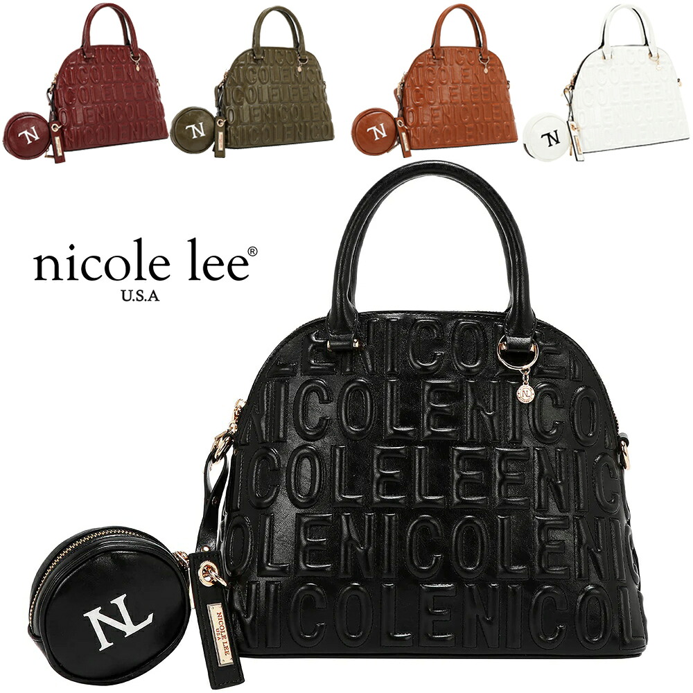 2026新作 物量制限事項！NICOLE LEE ニコールリー EMB17453 EMBOSSED LOGO DOME BAG レディース 3Dエンボスロゴ ドームバッグ 今めかしい 半月御徒面子 ミニ豆の町 ハンドバック  ニコルロバート・エドワード・リー かっこいい 成年者 2WAY肩先 資産家ロゴタイプ柄 御洒落 鞄 通い通学 色合い石ころ