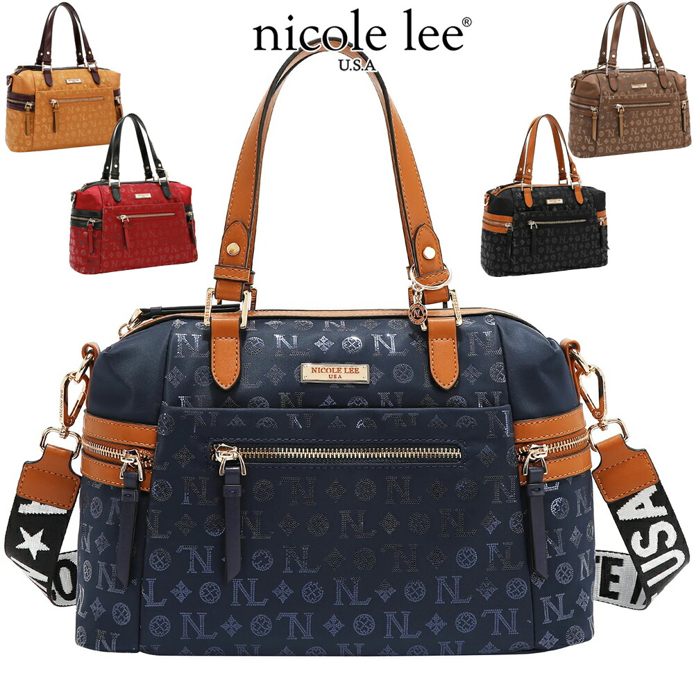 2026新作 数量限定 NICOLE LEE ニコールリー P17525 MONOGRAM LOGO SATCHEL BAG モノグラムロゴ サッチェル ハンドバッグ レディース ナイロン 30代 40代 20代 50代 インスタ プレゼント 通勤通学 2WAY ロゴショルダー 軽い シンプル バイカラー カジュアル ボストンバッグ｜ANGELINA - アンジェリーナ