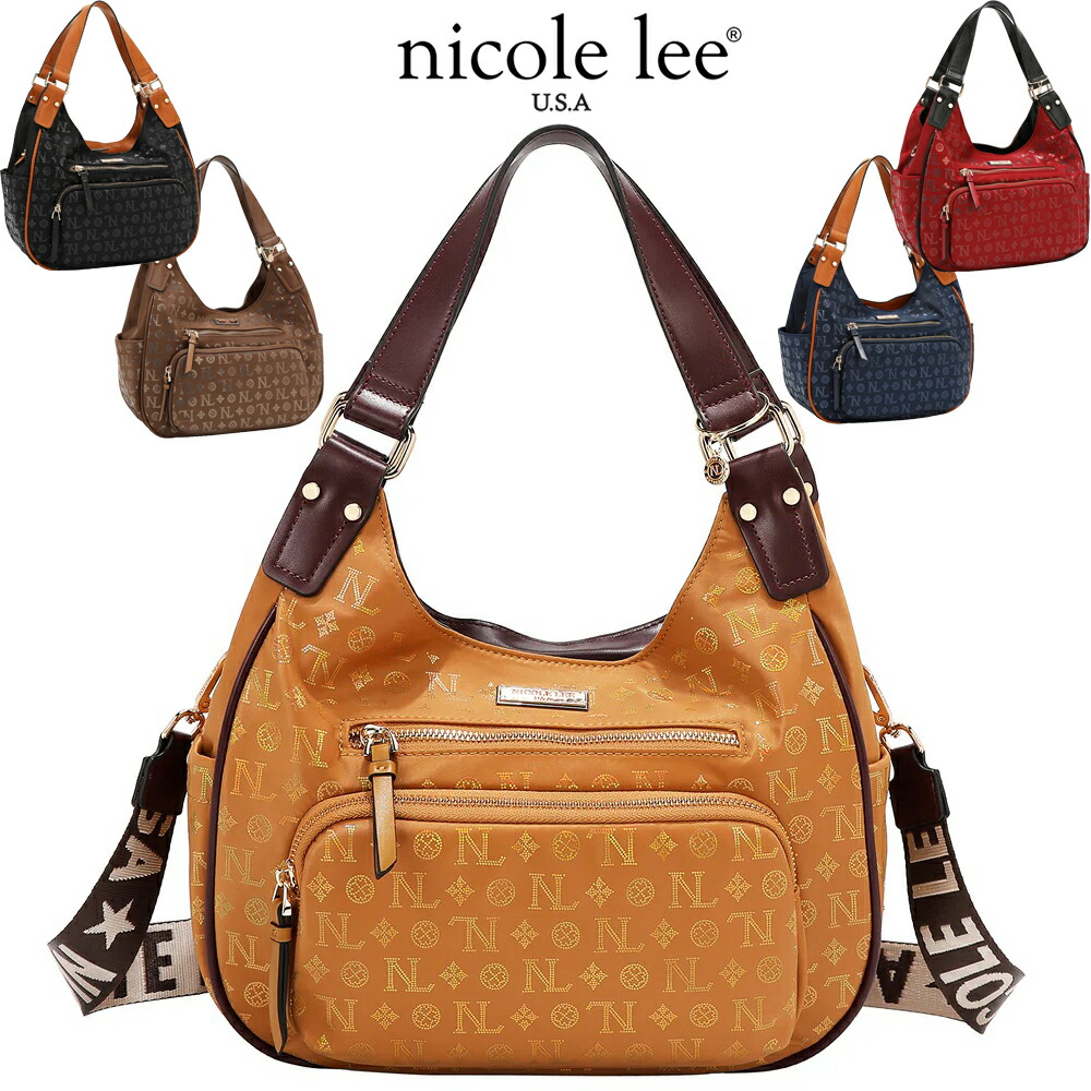 2026 分量制限事項 NICOLE LEE ニコールリー P17526 MONOGRAM LOGO SHOULDER BAG モノグラムロゴタイプ ショルダーバッグ デイリー御徒面子 レディース ナイロン 30代 40代 20代 50代 インスタ 差し上げ物 通い通学 2WAY ロゴタイプ肩部 たわい無い 分かりやすい バイ色合い 心地よい