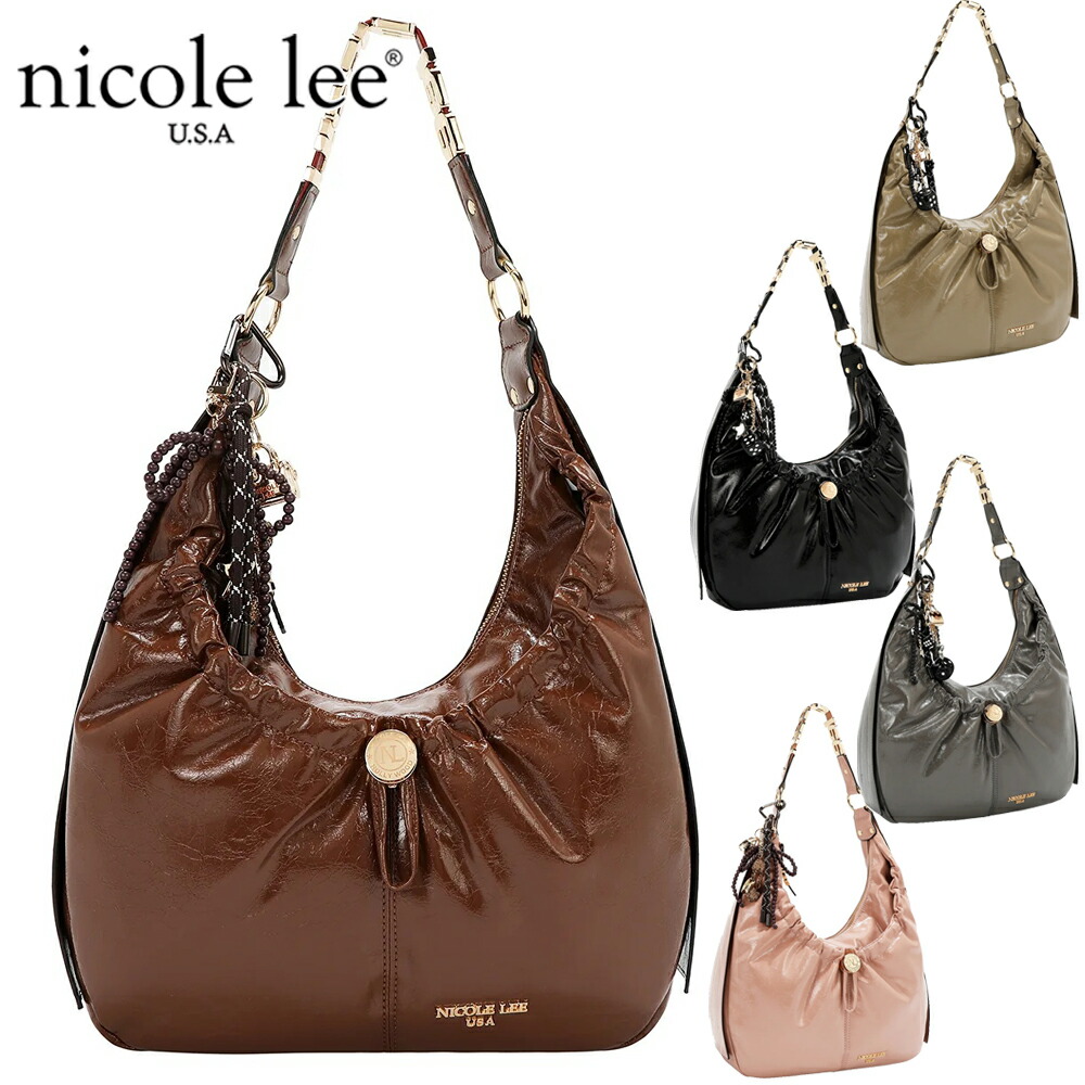 2026新作 分量制限事項 NICOLE LEE ニコールリー P17494 SHIMMER LUXE HOBO BAG ホーボーバッグ ハンドバック 鞄 分限者 ショルダーバッグ メタルロゴハンドル 通い通学 ヴィーガンレザー 雅びやか 20代 30代 40代 50代 60代 今めかしい フリンジ ビーズりぼん トートバッグ 大きめ 会社組織