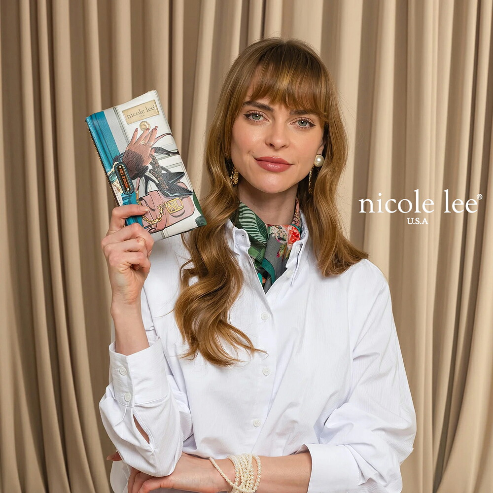 2026 新作 NICOLE LEE ニコールリー PRT7455 レディース フラワー 長財布 アマンダ二つ折り財布 ケース付 カードケース付き イラストプリント お札入れ ポーチ ウォレット ビーガン レザー さいふ さいふ 旅行 取り外し可能 折りたたみ財布 長財布 通帳 公式 大人可愛い|ANGELINA - アンジェリーナ