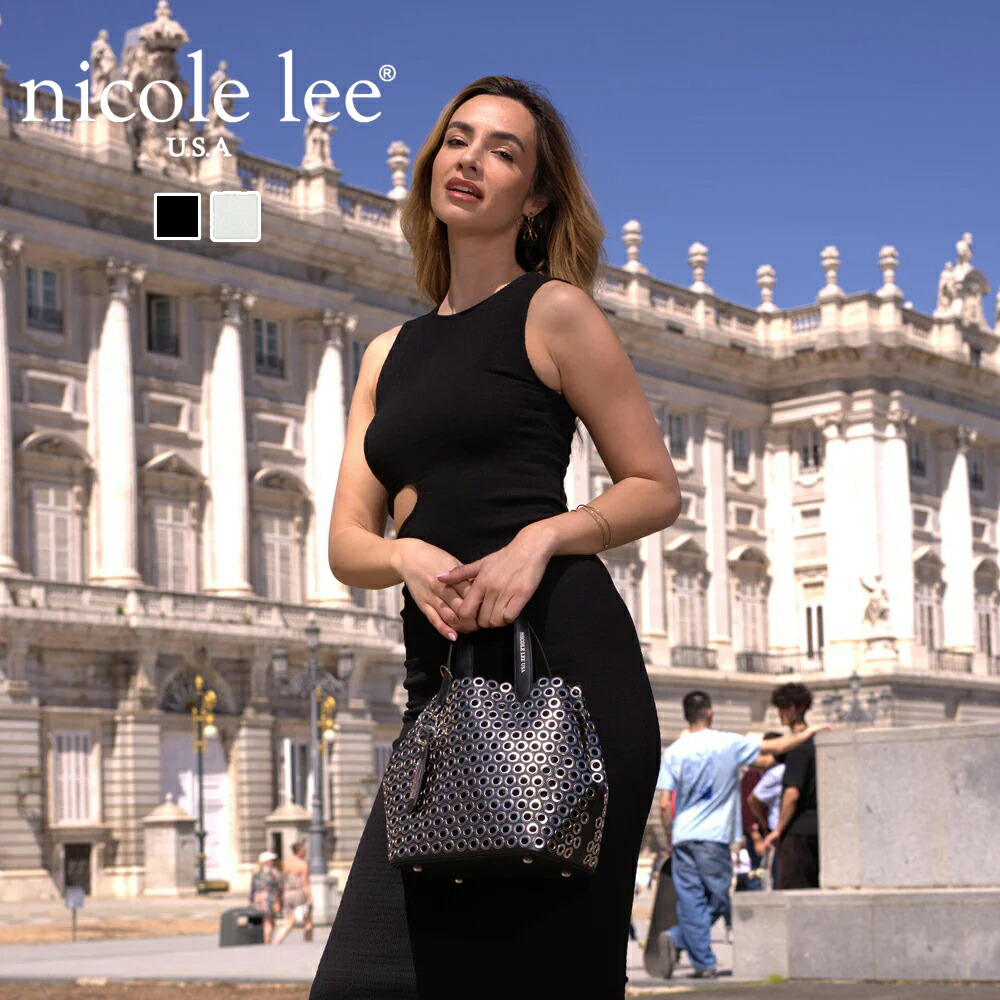 2026新作 物量制限事項！NICOLE LEE ニコールリー P17477 GROMMET EDGE SATCHEL BAG レディース はと目 境界線 サッチェルバッグ ハードウエアの明滅する光 今めかしい 境界線な茶飲み友だち ニコルロバート・エドワード・リー バッグインバッグ 合財袋付き添い人 2WAY肩先 金属元素かざり付ける 冷やりとした ショルダーバッグ
