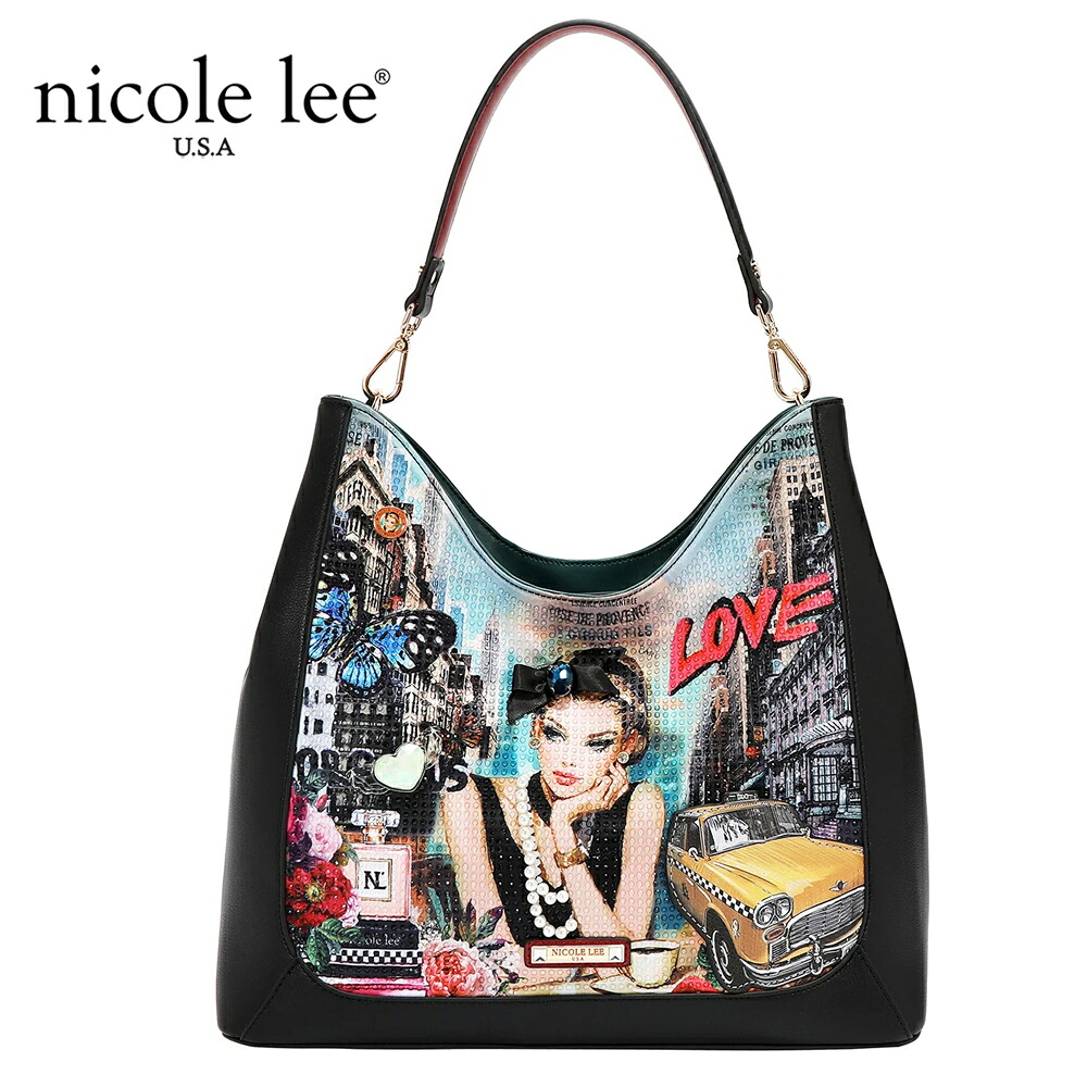 2026新作 寸法押さえる NICOLE LEE ニコールリー SI17447 SABINA IMAGINES HOBOBAG ニューヨーク州  一肩肉 ショルダーバッグ  キラキラ 通い通学 ダイヤモンドカラーストーン 貴石ビジュー ハンドバック 古典派音楽鉄道車両 夢見鳥 トートバッグ ホー洋弓 シングル手持ち部分