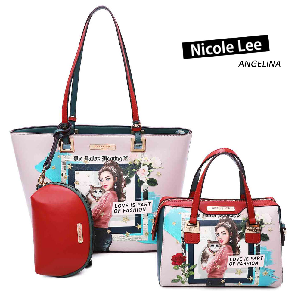 レビューで送料無料 楽天市場 21数量限定 Nicole Lee ニコールリー Set レディース ３点セット トートバッグ スモールバッグ マルチポーチ Lovecat ビーガンレザー ヴィーガン 人気 おしゃれ ブランド バック 30代 40代 代 猫 ガール バラ ローズ