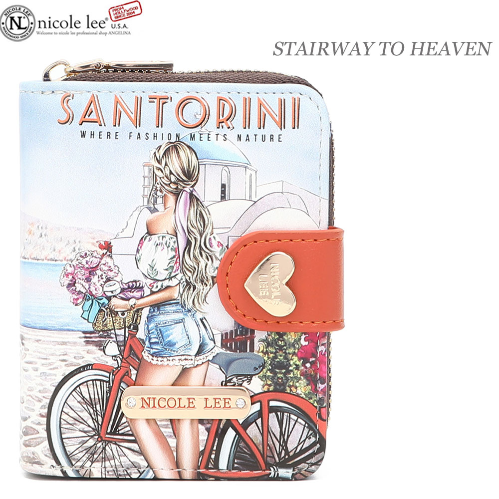 つやあり Heavenly Stairs 長財布 カードケース 通販 数量限定!NICOLE LEE ニコールリー PRT6903 レディース カードケース ケース付 コンパクト イラストプリント お札入れ ミニ財布 ラウンドファスナーウォレット ビーガンレザー ヴィーガン 30代 40代 20代 春夏秋冬 小さめ サステナブル SDGs スモールさいふ 旅行