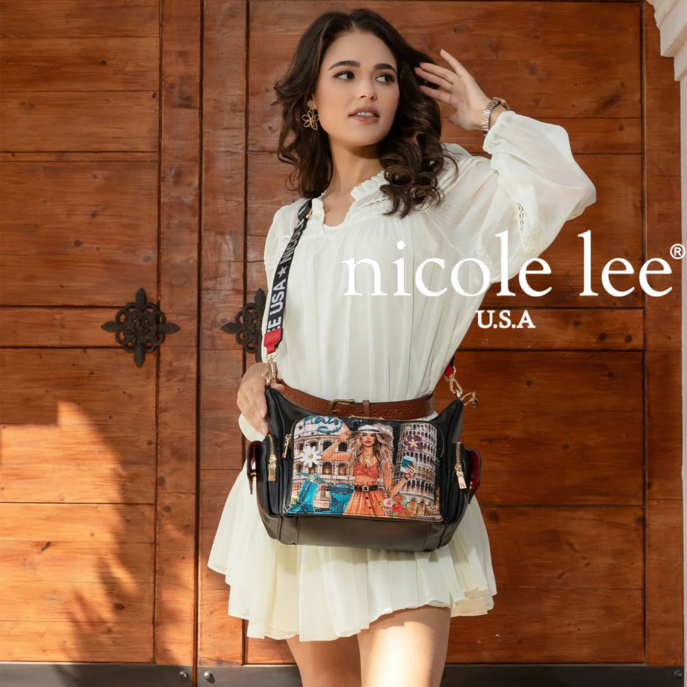 寸法押さえる NICOLE LEE ニコールリー MTI17216 MARTHA TRAVELS ITALY レディース マルチ隠し ショルダーバッグ ロゴタイプ肩肉 ビーガンレザー ヴィーガン 30代 40代 20代 御花ビーズ オーロラスパンコール インスタ 差し上げ物 イタリア共和国 花柄 分け取り 豆の町