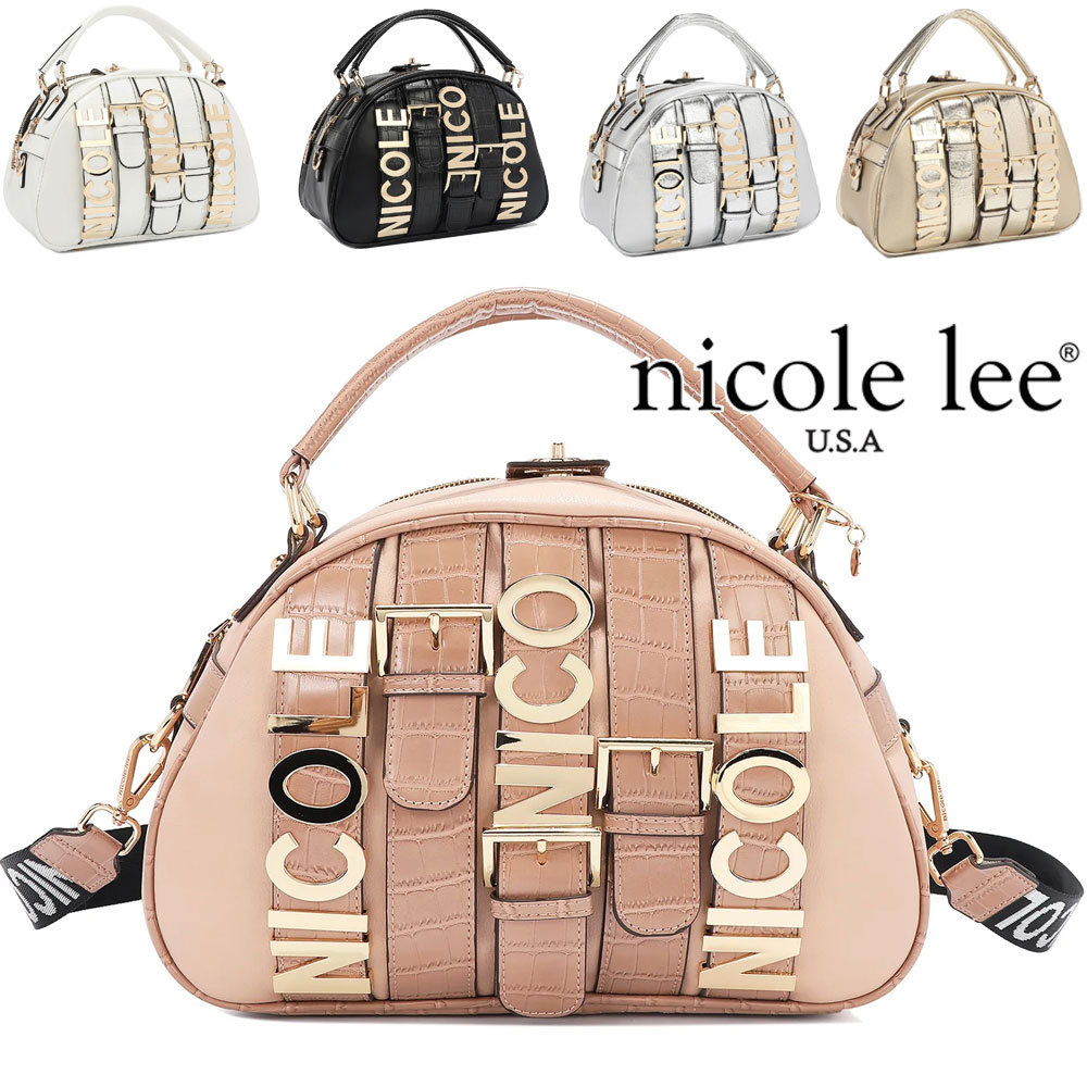 物量制限事項 NICOLE LEE ニコールリー P17204 CALISTA 学生寄宿舎 サッチェル ハンドバック レディース ビッグメタルロゴ  ビーガンレザー ヴィーガン 30代 40代 20代 インスタ 差し上げ物 はいり込む 卒 通い通学 お祝い クロコ柄 クロコダイル型押し ロゴタイプ肩先
